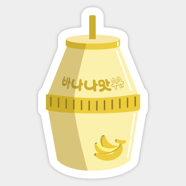 Banana milk Korea cute drink Sticker by nanaminhae